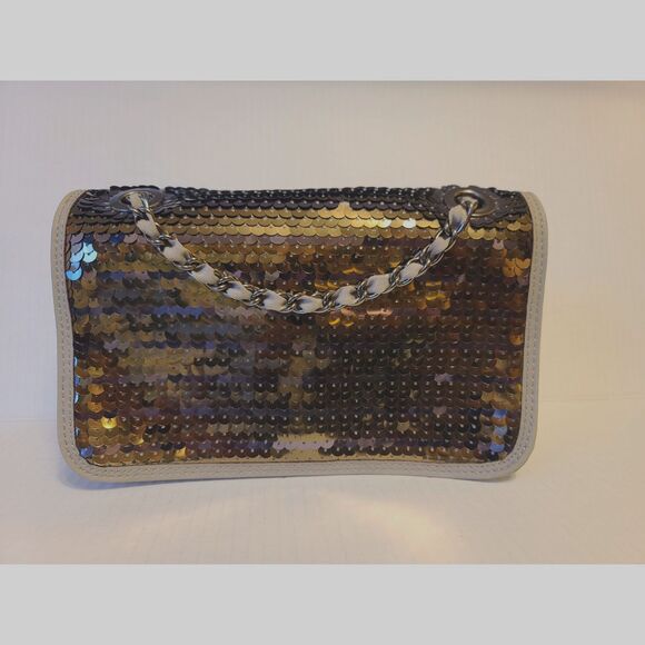 Nine West Sequin Gold and Leather Shoulder Bag - Picture 2 of 6